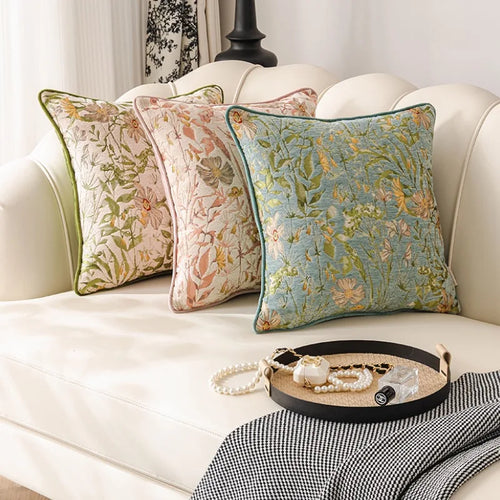 Country Style Chenille Flora Throw Pillow Covers - The Finishing Touch Decor, LLC