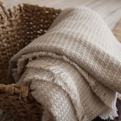 Breathable Waffle Knit Soft Linen Cotton Blanket - The Finishing Touch Decor, LLC