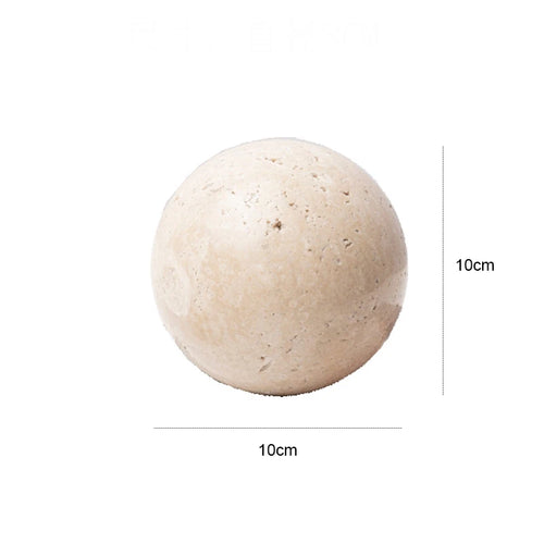 Natural Travertine Stone Sphere Paperweight Sculpture