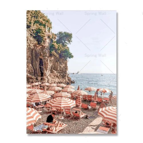 Amalfi Coast Mediterranean Beach Canvas Print Wall Art - The Finishing Touch Decor, LLC