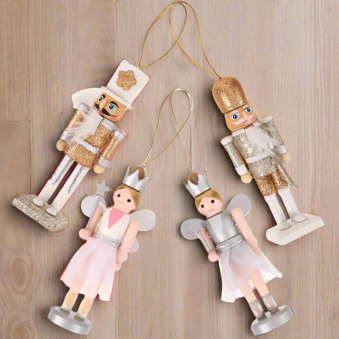 Hanging Xmas Nutcracker Soldier Decoration Wooden Nutcracker Girl Puppet Decor