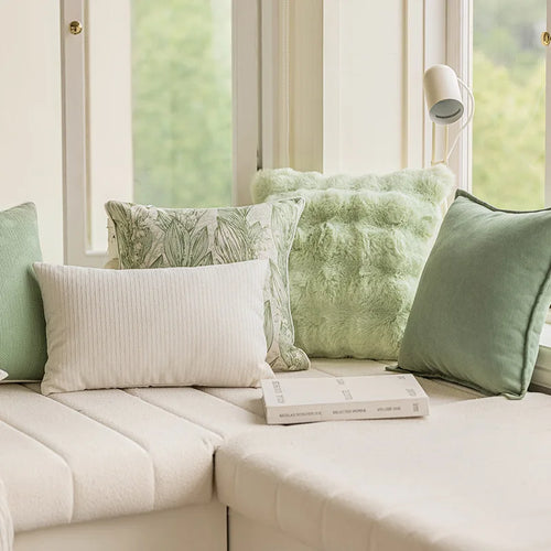 Sage Green, Corduroy & Faux Fur Throw Pillow Covers - The Finishing Touch Decor, LLC