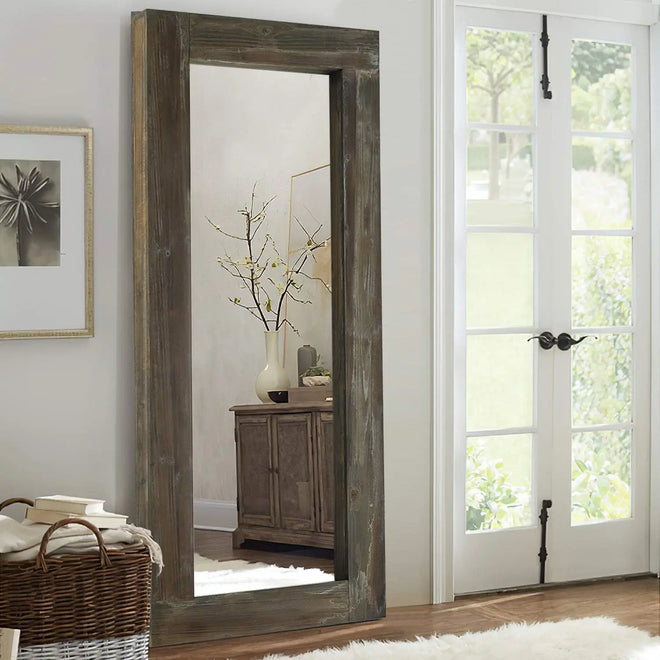 Farmhouse Rustic Full Length Large Wood Mirror - The Finishing Touch Decor, LLC