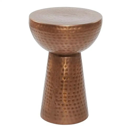 Copper Metal Round Pedestal Accent Side Table - The Finishing Touch Decor, LLC