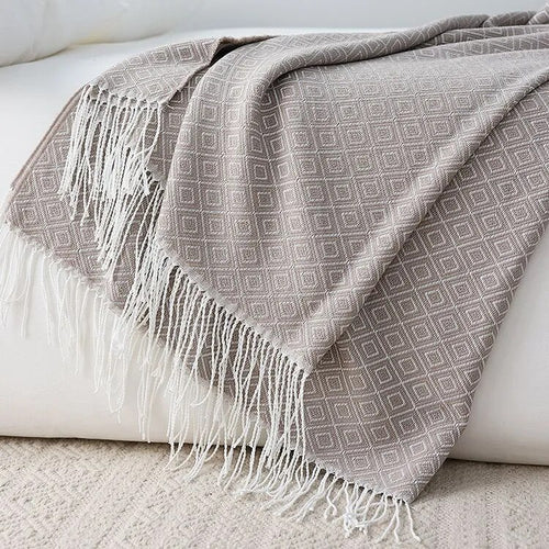 Soft Herringbone Diamond Pattern Faux Cashmere Lightweight Throw Blanket - The Finishing Touch Decor, LLC