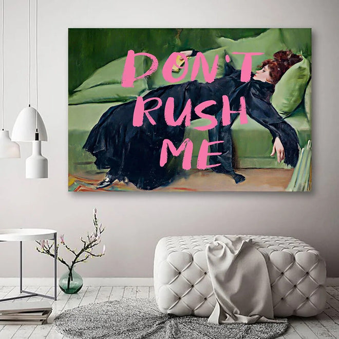 Pink Graffiti Spray "Don't Rush Me" Victorian Woman Canvas Print - The Finishing Touch Decor, LLC