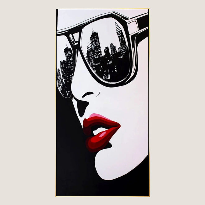 Graffiti Style Framed 80s Glam! "Sunglasses Girl" Canvas Painting - The Finishing Touch Decor, LLC