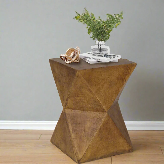 Indoor/Outdoor Brown Concrete Side Table or Stool - The Finishing Touch Decor, LLC