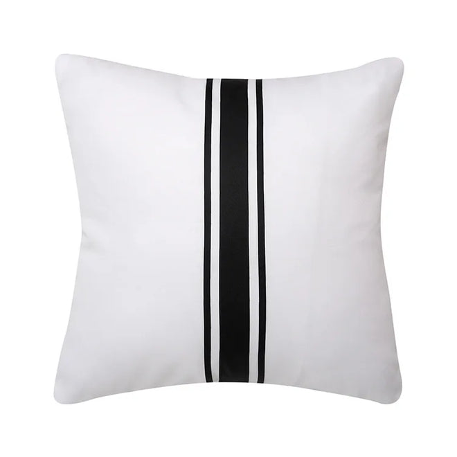 Outdoor Black & White Stripe Waterproof Throw Pillow Covers - The Finishing Touch Decor, LLC