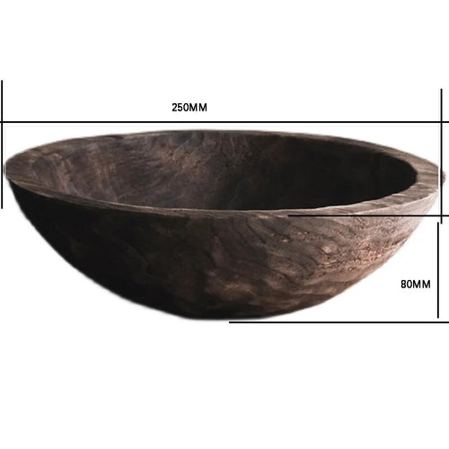 Dark Aged Tung Wood Nordic Large Disc Bowl - The Finishing Touch Decor, LLC