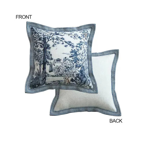 Indigo Jungle Hand-Painted French Vintage Oriental Throw Pillow Covers - The Finishing Touch Decor, LLC