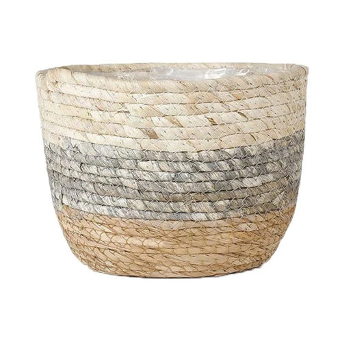 Coastal Sand and Stone Color Handwoven Straw Planters - The Finishing Touch Decor, LLC