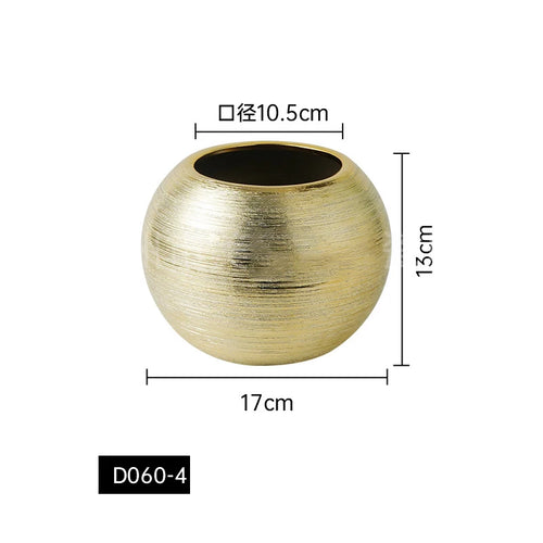 Electroplated gold silver round ceramic vase dry flower arrangement modern minimalist household soft decoration