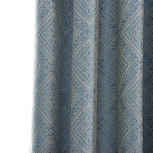 French Blue Luxury Jacquard Heavy Textured Curtains - The Finishing Touch Decor, LLC