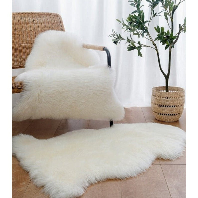 Soft Shaggy White Faux Fur Area Rug Floor & Chair Throw Carpet - The Finishing Touch Decor, LLC