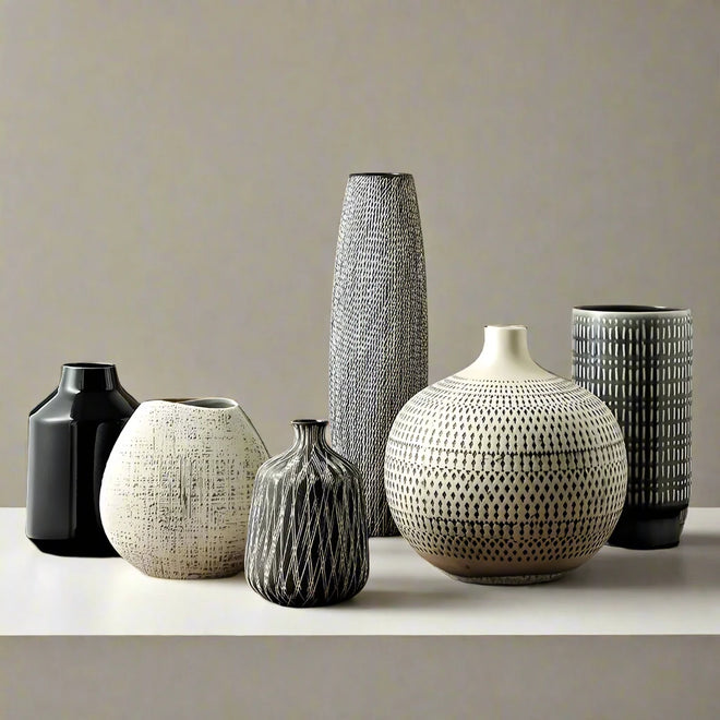 Neutral Nordic Brushed Ceramic Assorted Vases - The Finishing Touch Decor, LLC