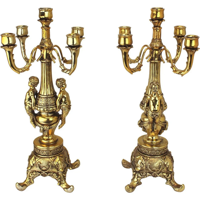 Candelabra Branched Gold Finish Candle Holder Set - The Finishing Touch Decor, LLC