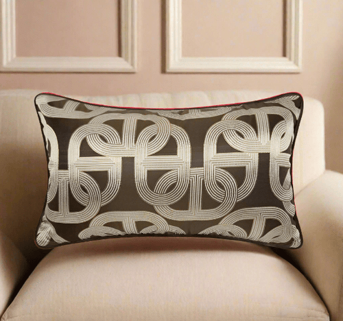 Modern Geometry Chocolate Chain Square Throw Pillow Cover