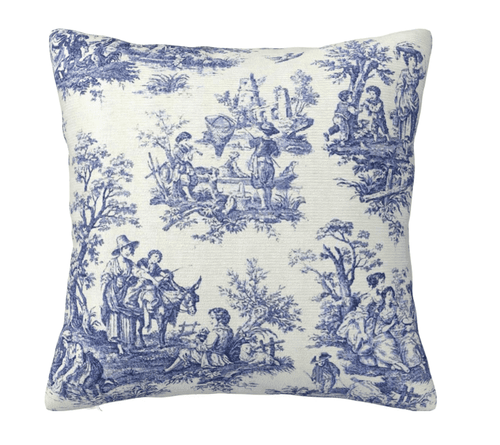 Powder Blue French Toile Pattern Throw Pillow Covers