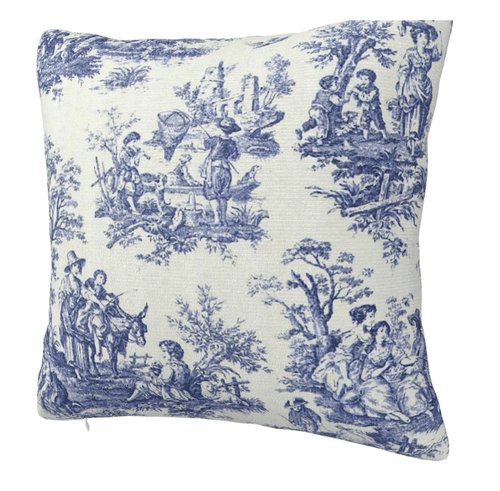 Powder Blue French Toile Pattern Throw Pillow Covers