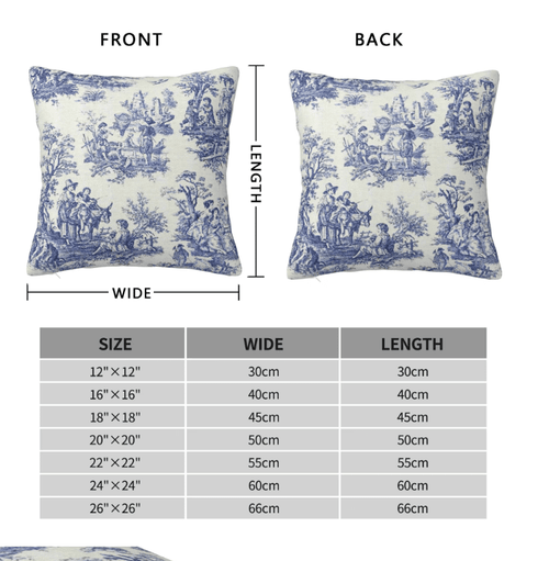 Powder Blue French Toile Pattern Throw Pillow Covers