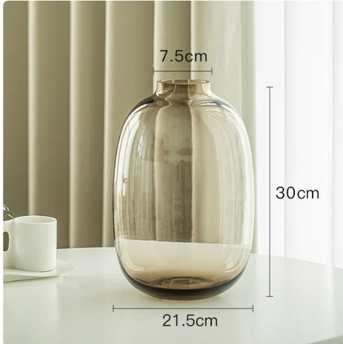 Minimalist Clear, Smoke, Brown Glass Rounded Bulb Vases - The Finishing Touch Decor, LLC