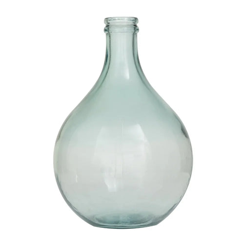 Spanish Recycled Coastal Aquamarine Blue Glass Bulb Vase - 17" - The Finishing Touch Decor, LLC