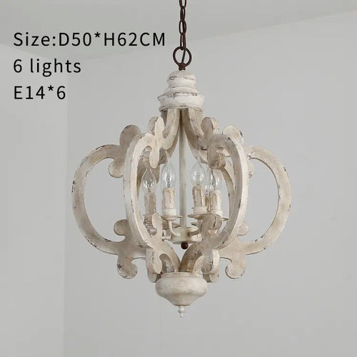 Antique French Country Wood Pendant Chandelier - The Finishing Touch Decor