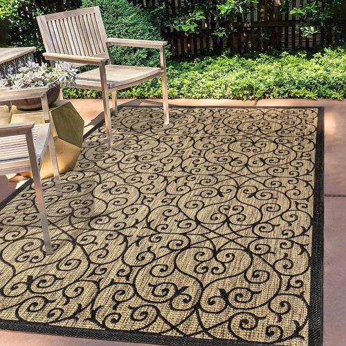 Durable Indoor/Outdoor Large Scroll Classic Area Rug - The Finishing Touch Decor, LLC