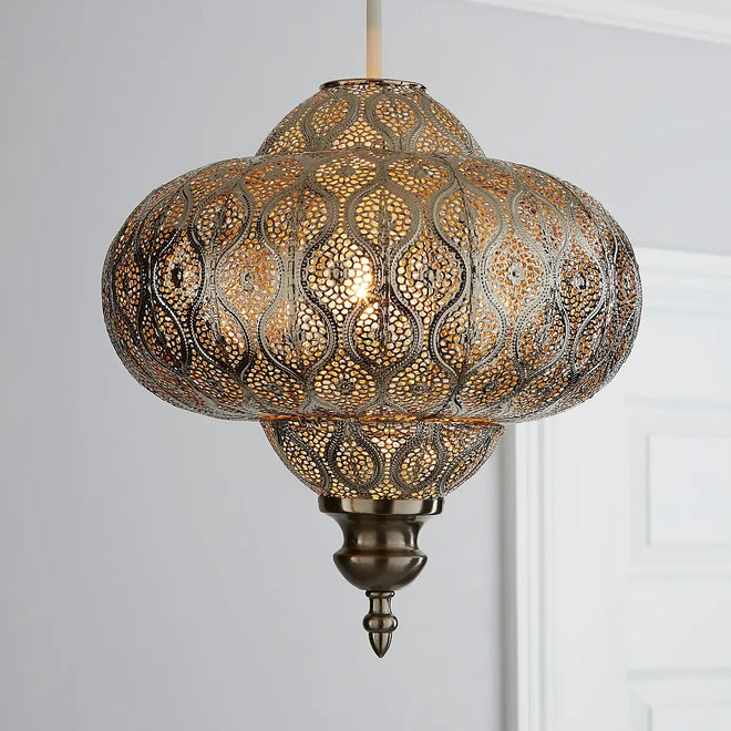 Iron Moroccan Mandela Pattern Pendant Shade Light - The Finishing Touch Decor, LLC