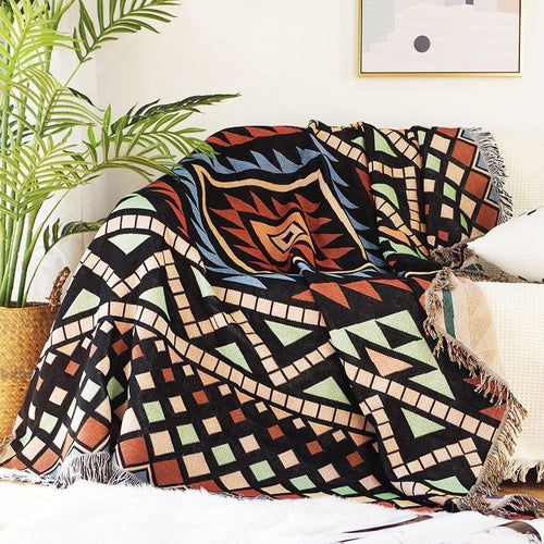 Large Colorful Bold Bohemian Ethnic Plaid Throw Blanket Variety - The Finishing Touch Decor, LLC