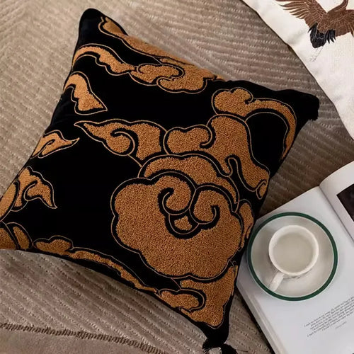 Medicci Home Exoticism Style Art Deco Throw Pillow Cover Oriental Cranes Flying For Nine Nights Auspicious Cushion Case For Sofa