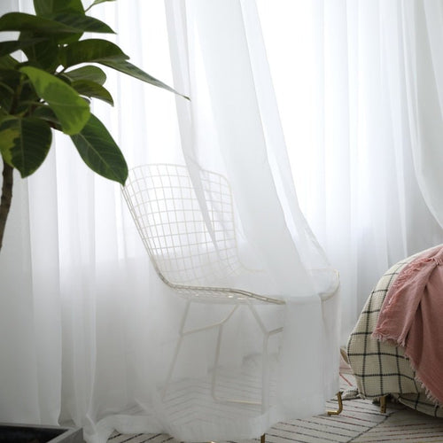 Rose Adorned Voile Sheer White Window Curtains - The Finishing Touch Decor, LLC