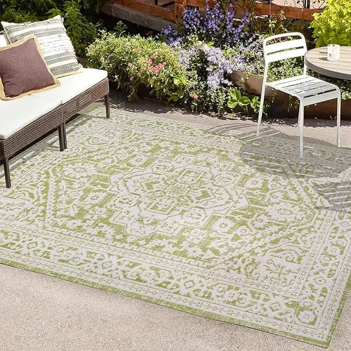 Outdoor/Indoor 8 Ft x 10 Ft Mandela Textured Weave Area Rug - The Finishing Touch Decor, LLC