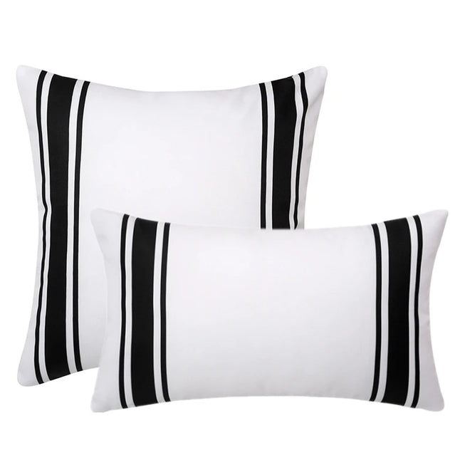 Outdoor Black & White Stripe Waterproof Throw Pillow Covers - The Finishing Touch Decor, LLC