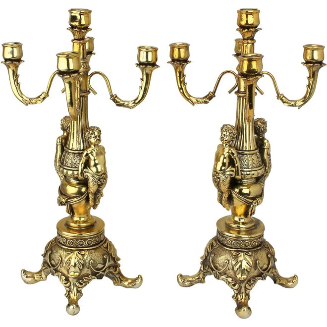 Candelabra Branched Gold Finish Candle Holder Set - The Finishing Touch Decor, LLC