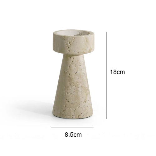 Minimalist Travertine Stone Candlestick Holder - The Finishing Touch Decor, LLC