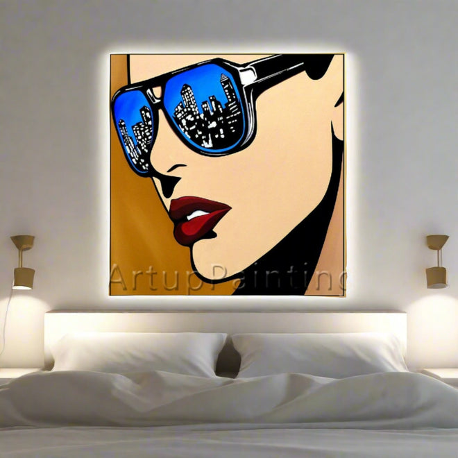 Roy Lichtenstein Pop Wall Art Hand Painted Replica Square Oil Painting - The Finishing Touch Decor, LLC