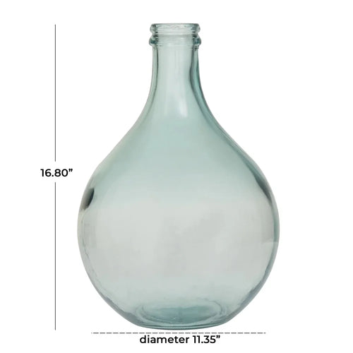 Spanish Recycled Coastal Aquamarine Blue Glass Bulb Vase - 17" - The Finishing Touch Decor, LLC