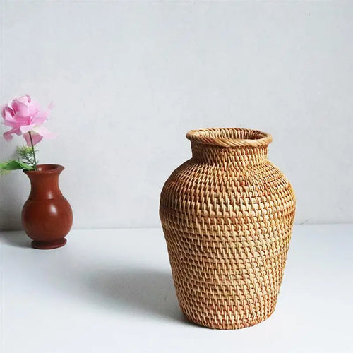 Light Coastal Vase Natural Rattan Flower Planter - The Finishing Touch Decor, LLC