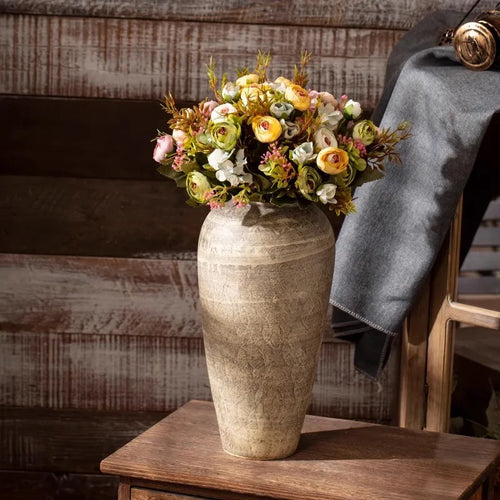 Distressed Beige Stone Ceramic Wabi Sabi Style Vases - The Finishing Touch Decor, LLC