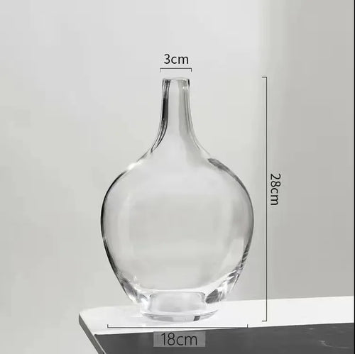 Smoke Clear Glass Japanese Style Big Belly Vase - The Finishing Touch Decor, LLC