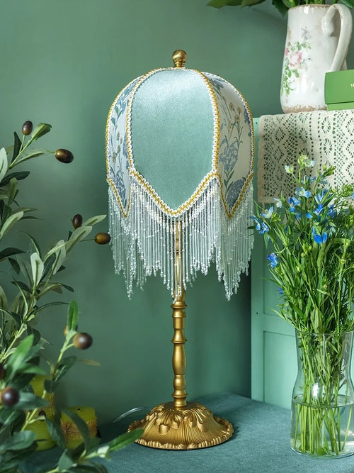 French Retro Classical Crystal Tassel Table Lamp - The Finishing Touch Decor, LLC