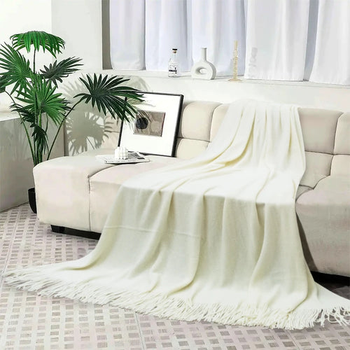 Faux-Cashmere Lightweight Fringed Throw Blanket - The Finishing Touch Decor, LLC