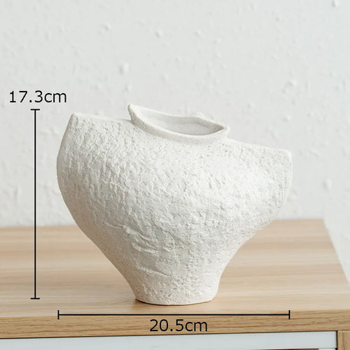 Creative Retro White Ceramic Vase Minimalism Flower Pots Desk Decoration Flowers Arrangement Floral Vases Room Aesthetic Decor