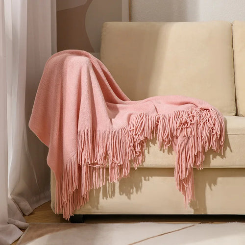 Faux-Cashmere Lightweight Fringed Throw Blanket - The Finishing Touch Decor, LLC