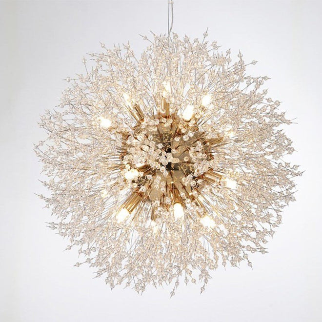 Spherical Dandelion Crystal Gold or Chrome Pendant LED Chandelier - The Finishing Touch Decor, LLC