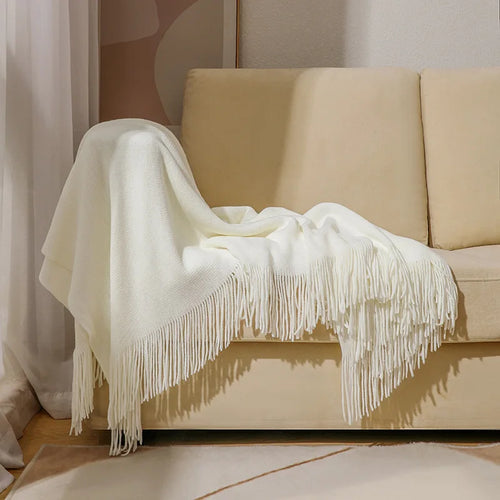 Faux-Cashmere Lightweight Fringed Throw Blanket - The Finishing Touch Decor, LLC