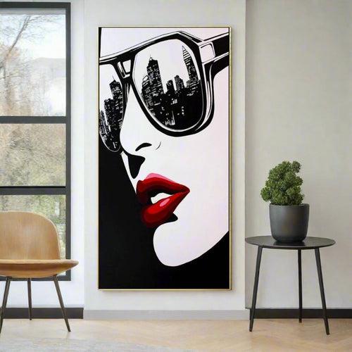 Graffiti Style Framed 80s Glam! "Sunglasses Girl" Canvas Painting - The Finishing Touch Decor, LLC