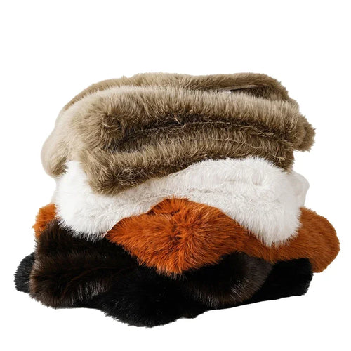 Thick Long Hair Wool Blanket Light Luxury Faux Fur Sofa Blanket Room Decorative Blankets Warm Solid Color Leather Fluffy Textile